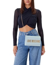 LOVE MOSCHINO BOLD LOGO Bag with flap and chain shoulder strap Light blue - Women’s Bags - 5