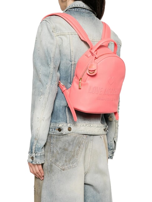 LOVE EMBOSSED Backpack with stitched logo coral - Women’s Bags