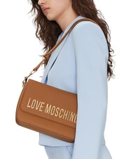 LOVE MOSCHINO LAMINATED BOLD LOVE Shoulder bag with flap camel - Women&rsquo;s Bags - 6