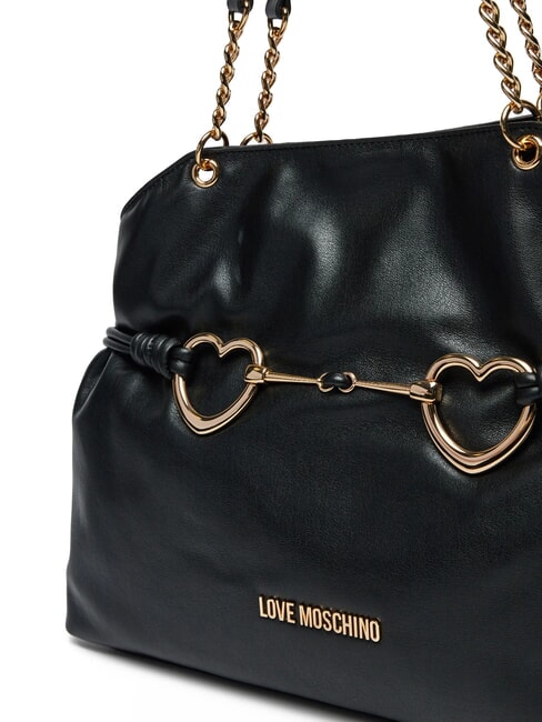 EMBOSSED Shoulder bag with metal hearts Black - Women’s Bags