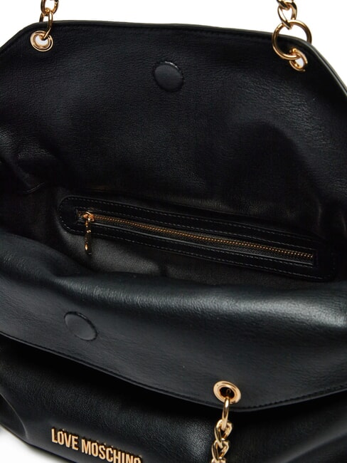 EMBOSSED Shoulder bag with metal hearts Black - Women’s Bags