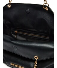 LOVE MOSCHINO EMBOSSED Shoulder bag with metal hearts Black - Women’s Bags - 4