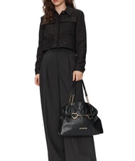 LOVE MOSCHINO EMBOSSED Shoulder bag with metal hearts Black - Women’s Bags - 5