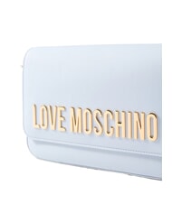 LOVE MOSCHINO LAMINATED BOLD LOVE Shoulder bag with flap Light blue - Women’s Bags - 3