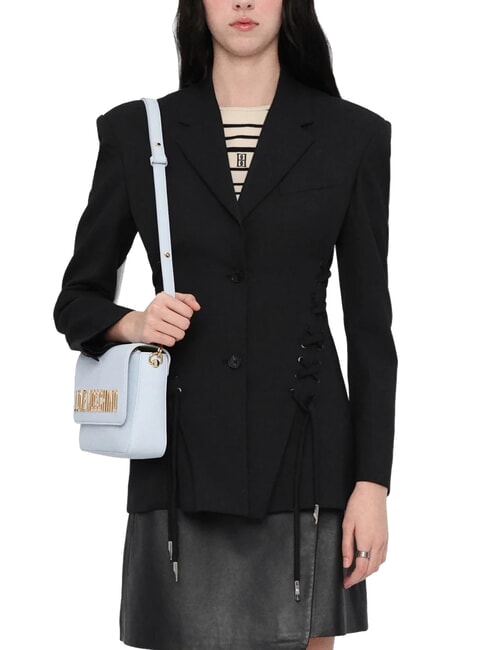 LAMINATED BOLD LOVE Shoulder bag with flap Light blue - Women’s Bags