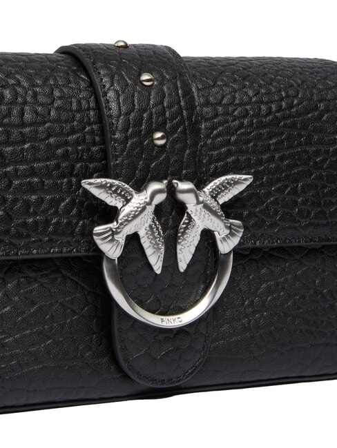 LOVE ONE SLOUCHY  Mini leather shoulder bag black limousine - matt silver - Women’s Bags