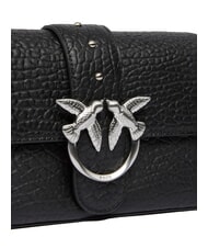 PINKO LOVE ONE SLOUCHY  Mini leather shoulder bag black limousine - matt silver - Women’s Bags - 3