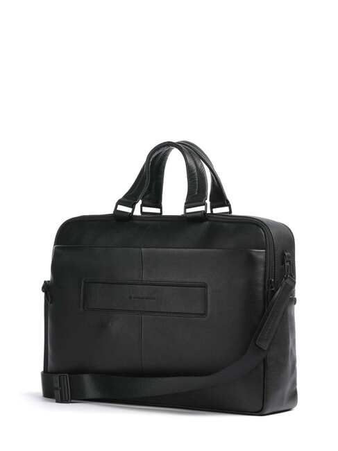 W137  15.6" leather laptop briefcase Black - Work Briefcases