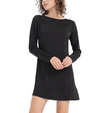 CALVIN KLEIN CK JEANS Short dress with long sleeves and all-over logo tonal black floral aop - Woman Clothes - 4