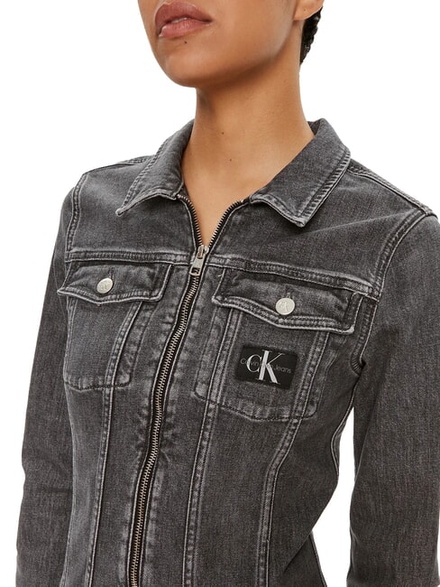 CK JEANS Long-sleeved full-zip denim dress denim grey - Woman Clothes