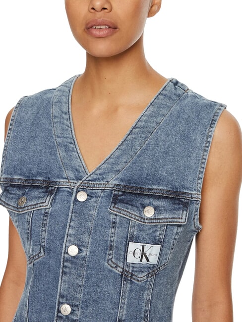 CK JEANS Short denim dress with armholes denim - Woman Clothes