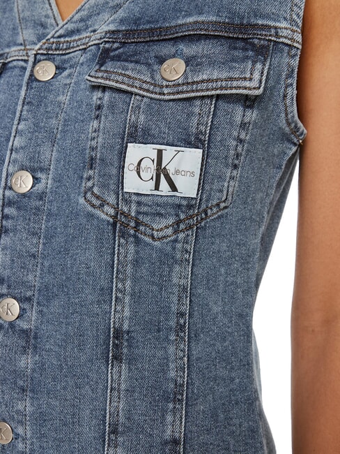 CK JEANS Short denim dress with armholes denim - Woman Clothes