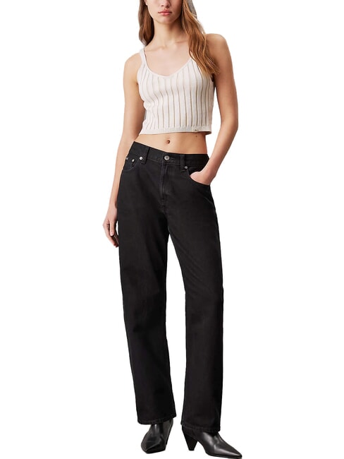 CK JEANS Cotton bralette tank top ivory / pelican - T-shirt