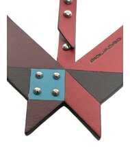 PIQUADRO MUSE Leather and metal card holder bordeaux - Key holders - 3