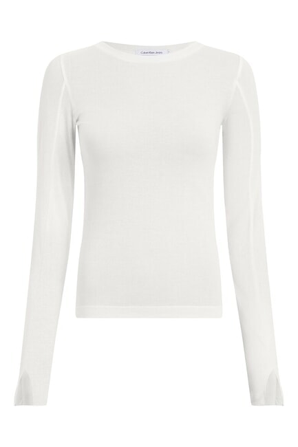 CK JEANS Crew neck cotton sweater ivory - Women's Sweaters