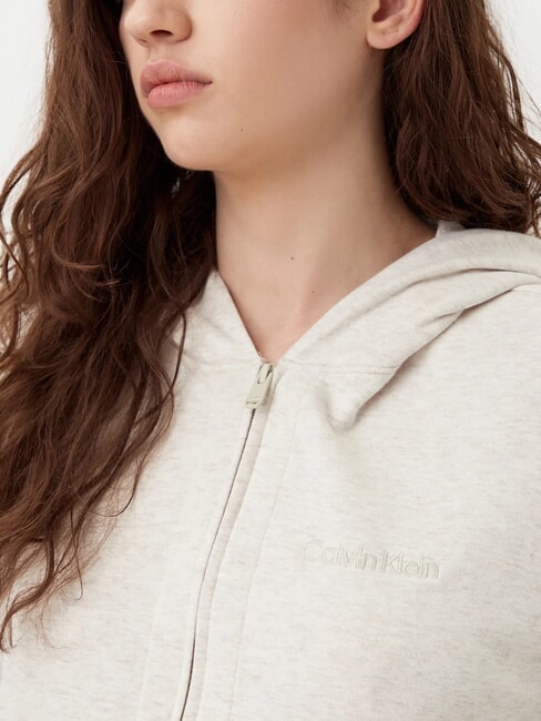 CK Full zip sweatshirt with hood and pockets oatmeal heather - Women's Sweatshirts