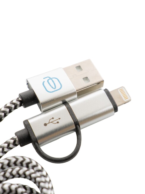 BAGMOTIC Leather cable tie with USB cable Leather / Blue - Travel Accessories