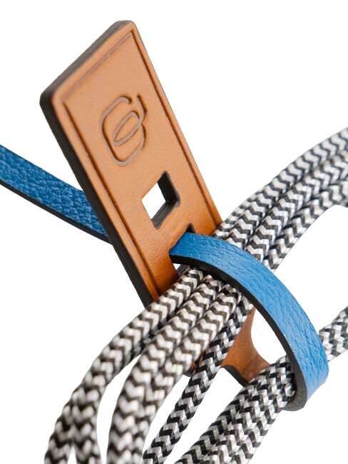 BAGMOTIC Leather cable tie with USB cable Leather / Blue - Travel Accessories
