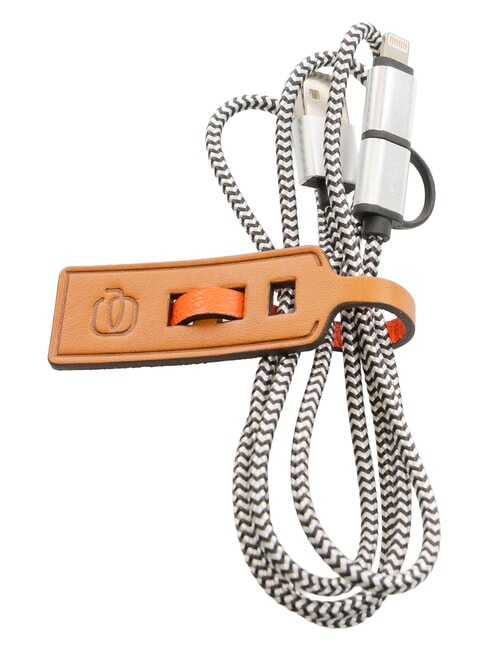 BAGMOTIC Leather cable tie with USB cable Leather / Red - Travel Accessories