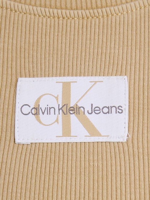 CK JEANS Short-sleeved cropped T-shirt pale khaki - T-shirt