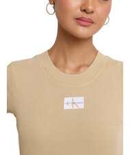 CALVIN KLEIN CK JEANS Short-sleeved cropped T-shirt pale khaki - T-shirt - 4