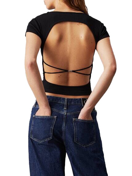 CK JEANS T-shirt with bare back and crossover ck black - T-shirt