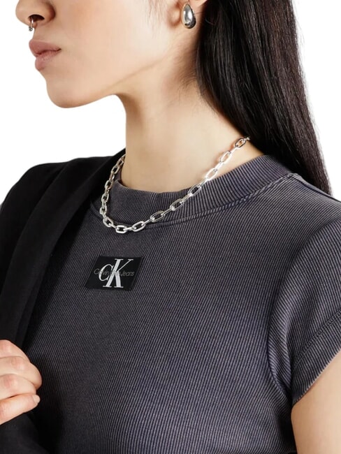 CK JEANS Short-sleeved cropped T-shirt washed black - T-shirt