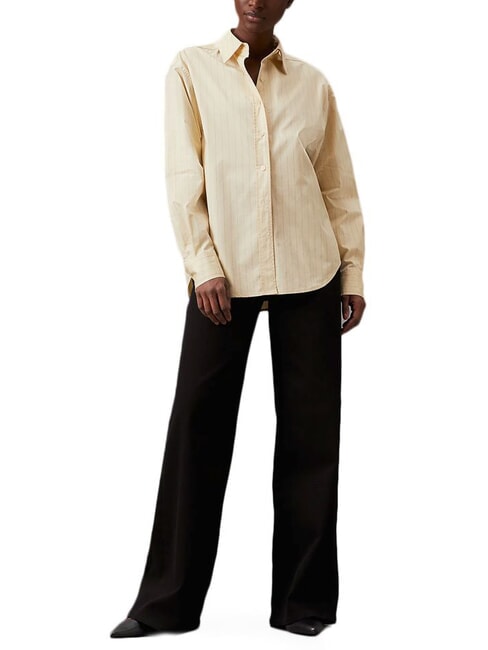 CK Relaxed fit long-sleeved shirt wood ash / iced coffee stripe - Shirts