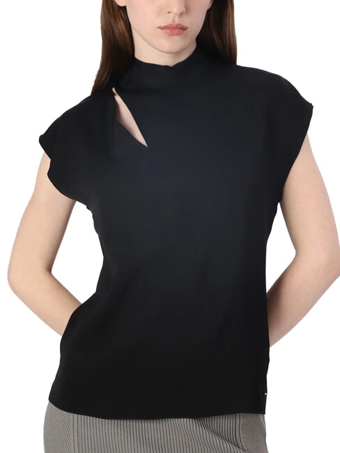 CK High-neck short-sleeved cut-out shirt ck black - Shirts