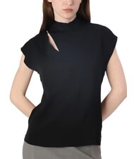 CALVIN KLEIN CK High-neck short-sleeved cut-out shirt ck black - Shirts - 3