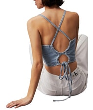 CALVIN KLEIN CK JEANS Denim crop top with laces denim - T-shirt - 3