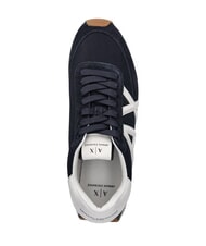 ARMANI EXCHANGE ROYALE SUEDE AIR MESH AX logo leather sneakers navy+off-white - Men’s shoes - 4