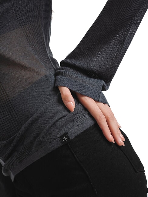 CK JEANS Sheer crew neck sweater ebony - Women's Sweaters