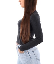 CALVIN KLEIN CK JEANS Short crew neck sweater ebony heather - Women's Sweaters - 3