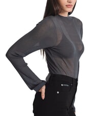 CALVIN KLEIN CK JEANS Sheer crew neck sweater ebony - Women's Sweaters - 3