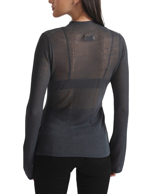 CK JEANS Sheer crew neck sweater ebony - Women's Sweaters