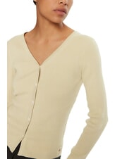 CALVIN KLEIN CK JEANS Deep V-neck cardigan pelican - Women's Sweaters - 3