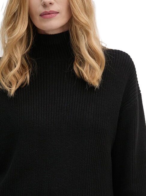 CK JEANS Relaxed fit cotton turtleneck sweater ck black - Women's Sweaters