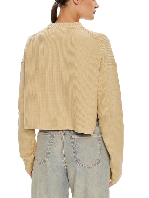 CK JEANS Crew neck sweater with logo pale khaki - Women's Sweaters