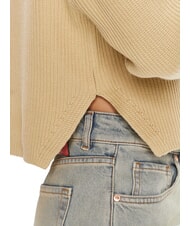 CALVIN KLEIN CK JEANS Crew neck sweater with logo pale khaki - Women's Sweaters - 4