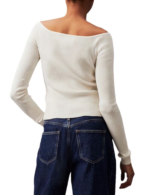 CK JEANS Ribbed cardigan with buttons ivory - Women's Sweaters
