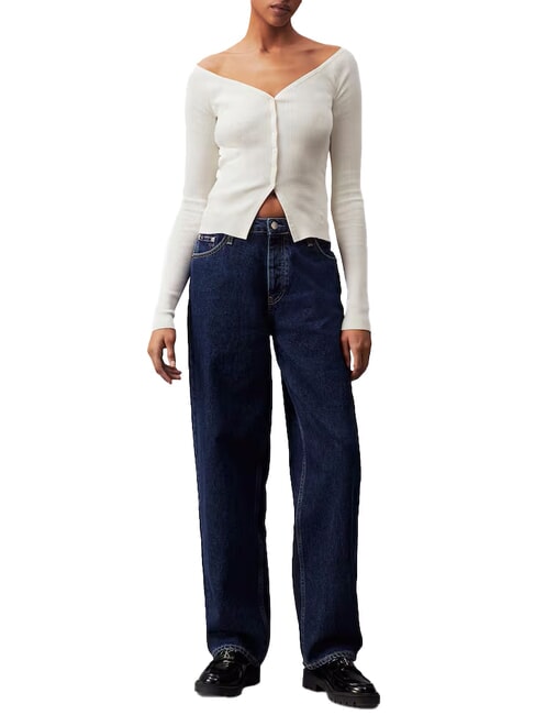 CK JEANS Ribbed cardigan with buttons ivory - Women's Sweaters