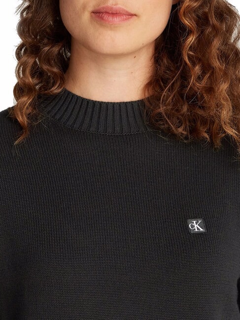 CK JEANS Cotton crew neck sweater ck black - Women's Sweaters