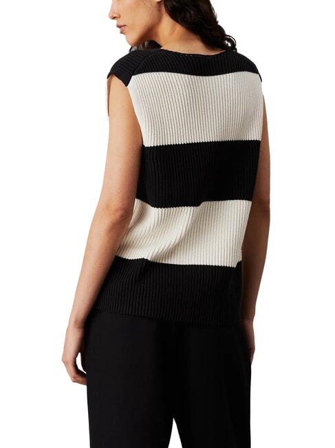 CK JEANS Cotton knitted vest ivory / ck black - T-shirt