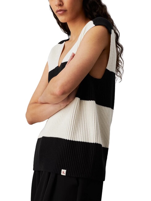 CK JEANS Cotton knitted vest ivory / ck black - T-shirt