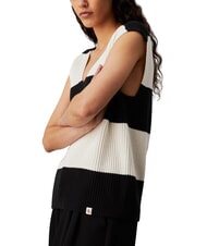 CALVIN KLEIN CK JEANS Cotton knitted vest ivory / ck black - T-shirt - 3