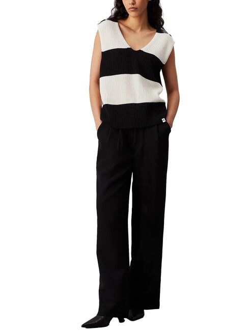 CK JEANS Cotton knitted vest ivory / ck black - T-shirt