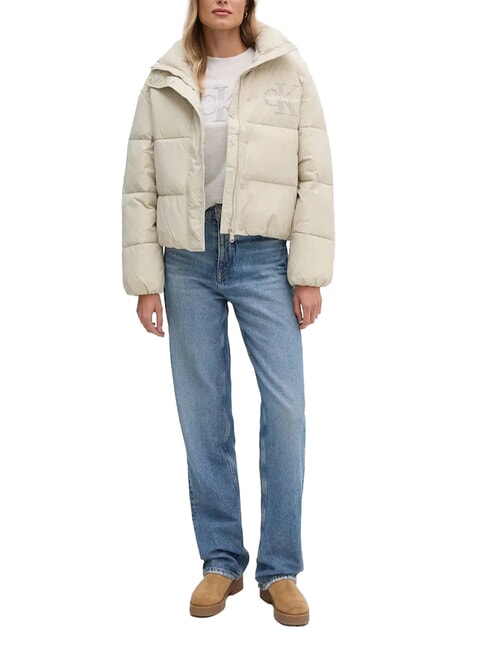 CK JEANS Short down jacket with teddy logo pelican - Women's down jackets