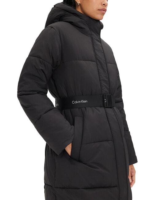 CK JEANS Medium-length down jacket with belt ck black - Women's down jackets