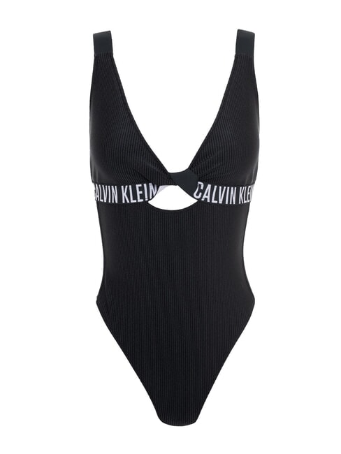 CK One-piece swimsuit with logo ribbons ck black - Women's swimwear